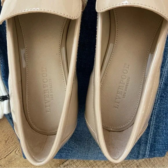 Liverpool Patent Leather Slip On Loafers in Nude - Picture 6 of 9